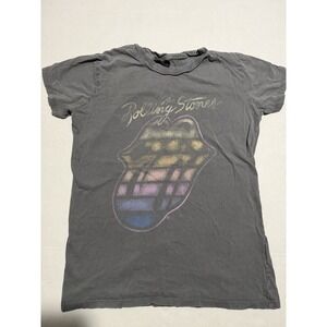 The Rolling Stones grey concert tee, purple Tongue, women's small T-shirt #147